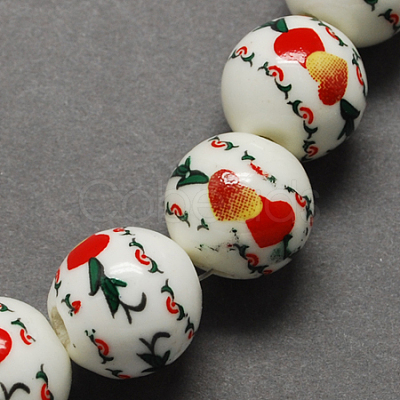 Handmade Printed Porcelain Beads X-PORC-Q199-12mm-14-1