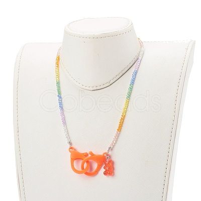 Rainbow Personalized Electroplate Glass Beaded Necklaces NJEW-JN03410-01-1