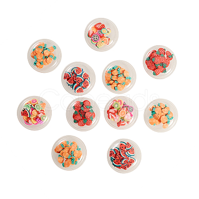 40Pcs 4 Colors PVC Plastic with Polymer Clay Cabochons KY-CJ0001-43-1