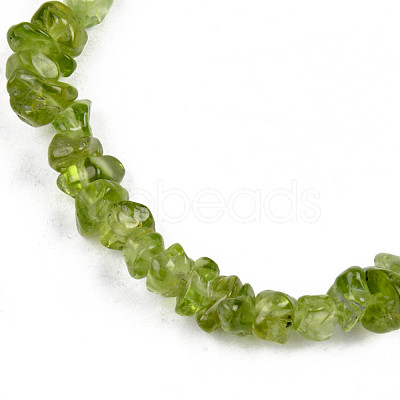 Unisex Chip Natural Peridot Beaded Stretch Bracelets BJEW-S143-51-1