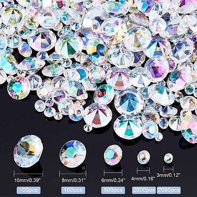 PANDAHALL ELITE 5 Style Resin Rhinestone Cabochons RESI-PH0001-53B-1