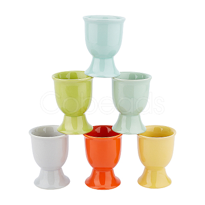 Olycraft 6Pcs 6 Colors Ceramic Baker Ross Egg Cups AJEW-OC0002-80-1