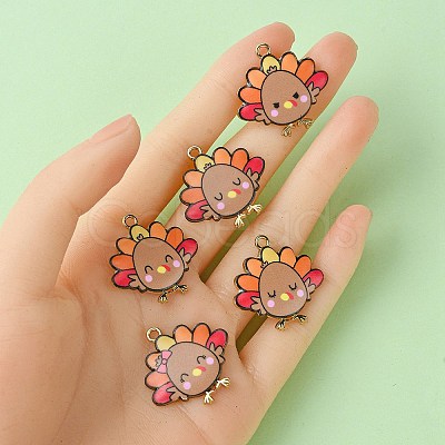 10Pcs 5 Style Cute Printed Alloy Pendants ENAM-YW0003-46A-1