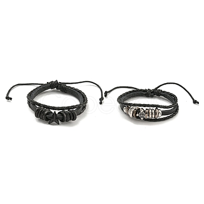 PU Imitation Leather Cord Triple Layer Multi-strand Bracelets BJEW-P329-05-1