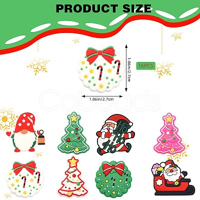 16Pcs 8 Style Christmas Silicone Beads SIL-SZ0001-08-1