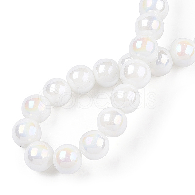 Electroplate Opaque Glass Beads Strands GLAA-T032-P10mm-AB02-1