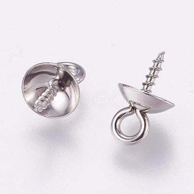 Tarnish Resistant 201 Stainless Steel Peg Bails Pendants for Half-driled Beads STAS-K148-12A-1