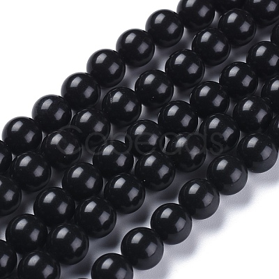 Natural Black Stone Beads Strands X-G-I288-A02-6mm-1