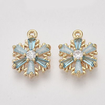 Brass Cubic Zirconia Charms ZIRC-S064-019-1