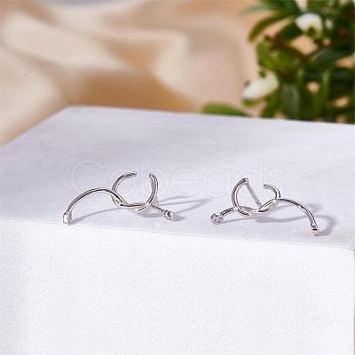 Anti-Tarnish Rhodium Plated 925 Sterling Silver Twist Knot Stud Earrings for Women JE1081A-1