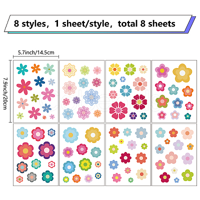 8 Sheets 8 Styles PVC Waterproof Wall Stickers DIY-WH0345-129-1