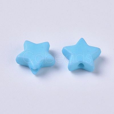 Opaque Acrylic Beads X-SACR-WH0002-07A-1