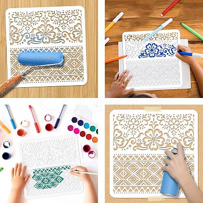 2Pcs 2 Styles PET Hollow Out Drawing Painting Stencils DIY-WH0416-0002-1