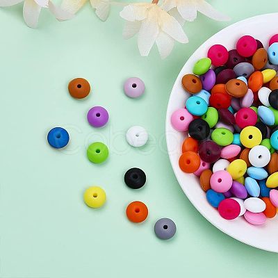 CHGCRAFT 150Pcs 15 Style Food Grade Eco-Friendly Silicone Abacus Beads SIL-CA0001-24-1