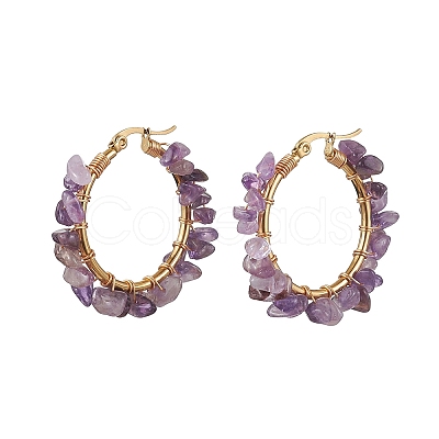 Natural Mixed Gemstone Hoop Earring EJEW-JE05708-1