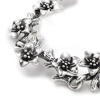 Vintage Alloy Flower Link Chain Bracelet for Women BJEW-A140-02AS-1