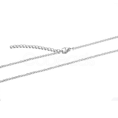 Non-Tarnish 304 Stainless Steel Cable Chain Necklace STAS-T040-PJ204-50-1