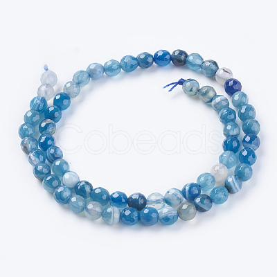 Natural Stripe Agate Beads Strands G-G581-6mm-05-1