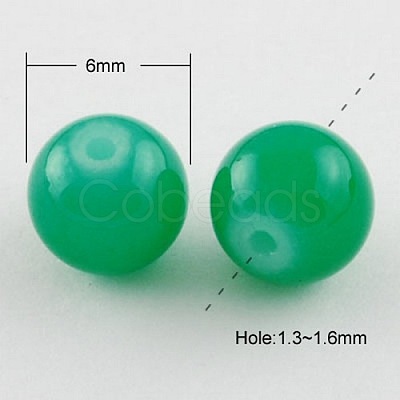 Sea Green Color Spray Painted Round Imitation Jade Glass Beads Strands X-DGLA-S076-6mm-15-1