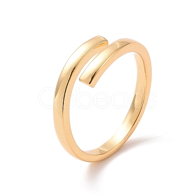 Brass Simple Line Wrap Open Cuff Ring for Women RJEW-P034-08G-1