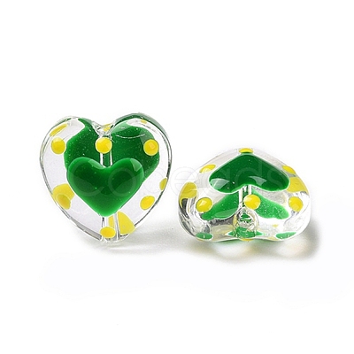 Glass Heart Beads GLAA-D005-01C-1