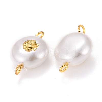 Eco-Friendly Plastic Imitation Pearl Beads Link Connectors PALLOY-JF00654-1