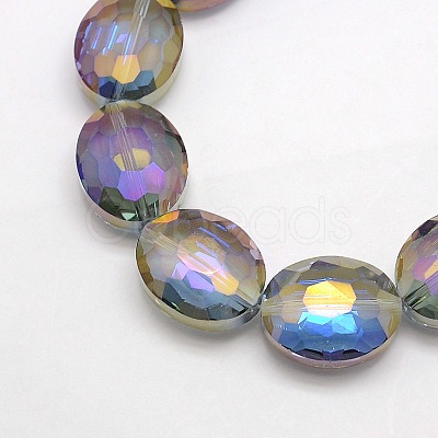 Faceted Electroplate Crystal Glass Oval Beads Strands EGLA-F059B-04-1