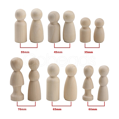 Unfinished Wooden Peg Dolls Set PW-WGB0330-01-1