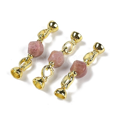 Natural Rhodochrosite with Brass Fold Over Clasps G-G141-02G-12-1