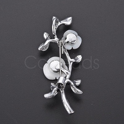 Branch and Flower Natural Shell Brooch Pin G-N333-008A-RS-1