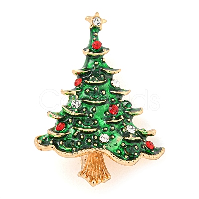 Christmas Tree Theme Zinc Alloy with Rhinestone Brooches JEWB-B018-02G-01-1