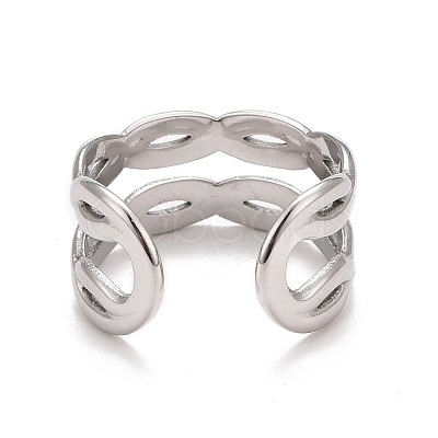 Non-Tarnish 304 Stainless Steel Hollow Chunky Open Cuff Ring for Women RJEW-A005-40P-1