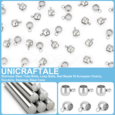 Unicraftale 60Pcs 304 Stainless Steel Tube Bails STAS-UN0055-87-1