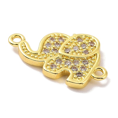 Real 18K Gold Plated Brass Micro Pave Cubic Zirconia Connector Charms KK-L209-049G-01-1