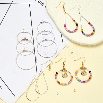 DIY Brass Geometry Hoop Earring Making Kit DIY-YW0008-60-1