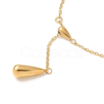 304 Stainless Steel Teardrop Pendants Lariat Necklaces NJEW-H024-08G-1