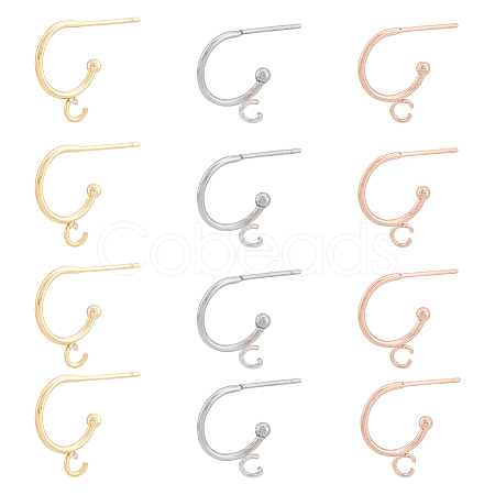 DICOSMETIC 24Pcs 3 Color 304 Stainless Steel Stud Earring Findings STAS-DC0014-80-1
