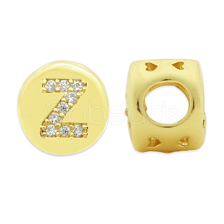 Brass Micro Pave Clear Cubic Zirconia Beads KK-T030-LA843-ZX3-1