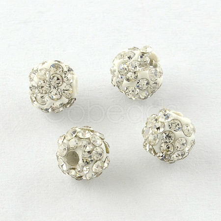 Handmade Round Polymer Clay Rhinestone Spacer Beads RB-R037-03-1