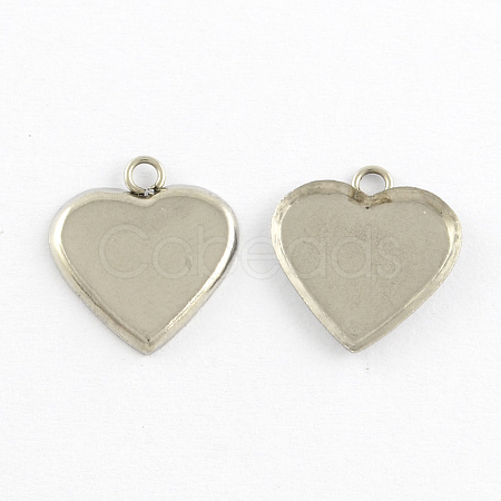 Heart Stainless Steel Cabochon Settings Pendants STAS-Q168-11-1