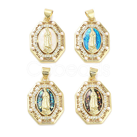 Brass Micro Pave Clear Cubic Zirconia Pendants KK-L213-008G-1