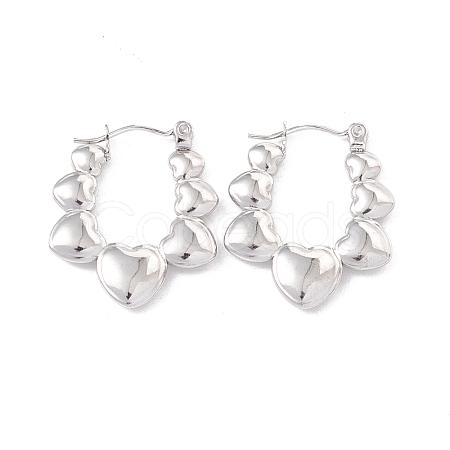 304 Stainless Steel Heart Chunky Hoop Earrings for Women EJEW-I267-09P-1