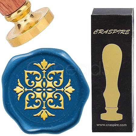 Brass Wax Seal Stamp with Rosewood Handle AJEW-WH0412-0288-1