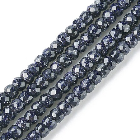 Synthetic Blue Goldstone Beads Strands G-F748-O02-01-1