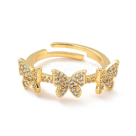 Butterfly Cubic Zirconia Adjustable Finger Ring for Women RJEW-C004-01-RS-1
