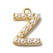 Plastic Imitation Pearl Pendants, with Brass Findings, Golden, Letter Z, 7~14x13.5~15x3mm, Hole: 1.3~1.4mm