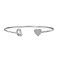 Anti-Tarnish Heart & Letter Rhodium Plated 925 Sterling Silver Micro Pave Cubic Zirconia Cuff Bangles for Women, Letter Q, 0.2~0.8cm, Inner Diameter: 1-7/8x2-1/4 inch(4.85x5.65cm)