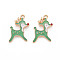 Alloy Enamel Pendants, Deer, Light Gold, Medium Aquamarine, 21x14x3mm, Hole: 1.6mm