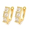 Rack Plating Brass Micro Pave Cubic Zirconia Hoop Earring Findings, Cadmium Free & Lead Free, Long-Lasting Plated, Real 18K Gold Plated, Clear, 18x5mm, Hole: 1.2mm