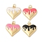 Rack Plating Brass Enamel Pendants, with Jump Ring, Cadmium Free & Lead Free, Long-Lasting Plated, Real 18K Gold Plated, Heart Charm, Mixed Color, 19x19.5x2mm, Hole: 3.5mm